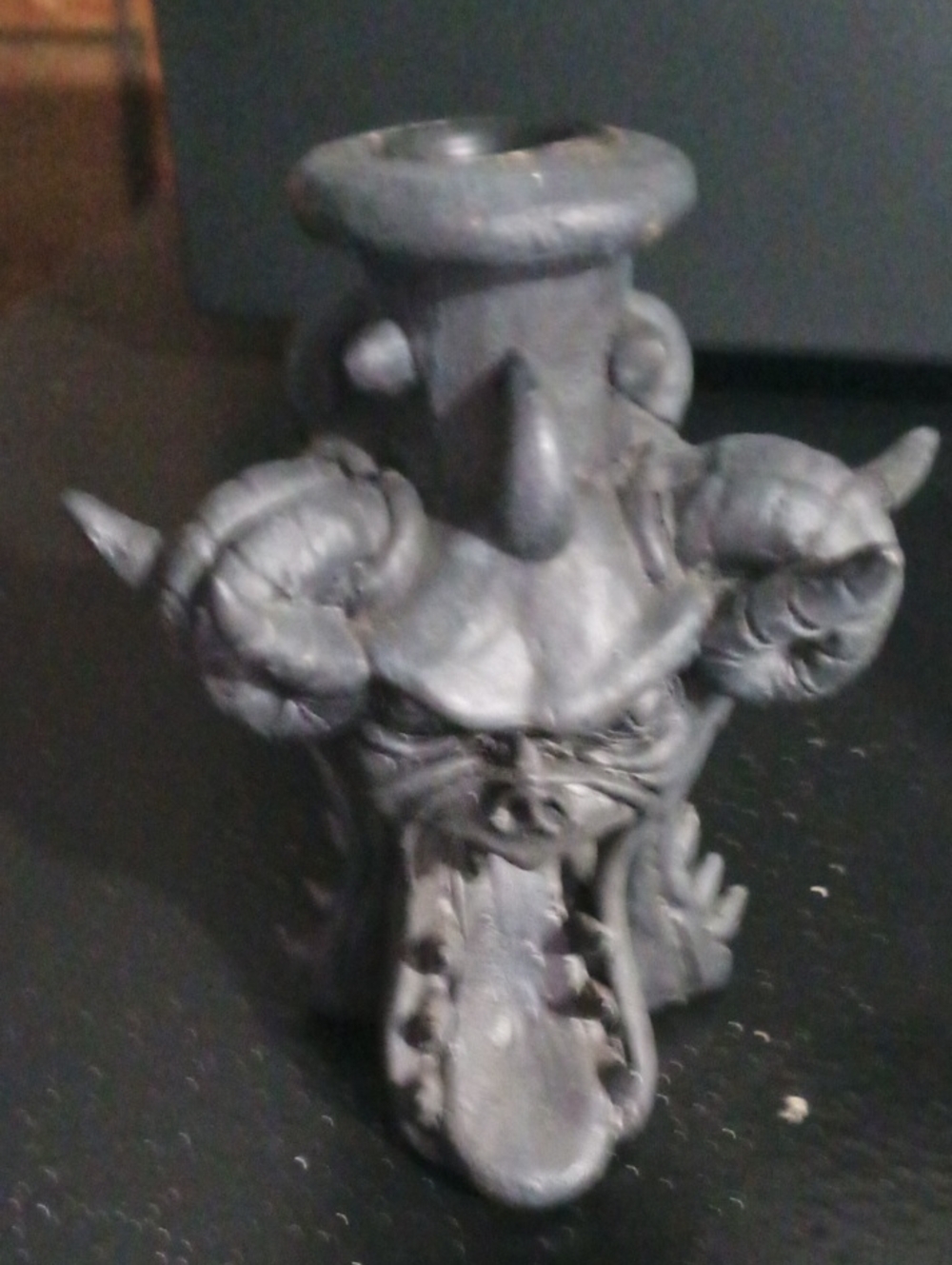 Dark Gray Gothic Ram Candle Holder - Home Accents